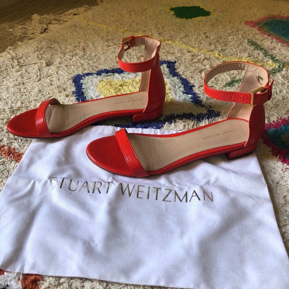 Stuart weitzman nudistflat flat sandals size 8 ora